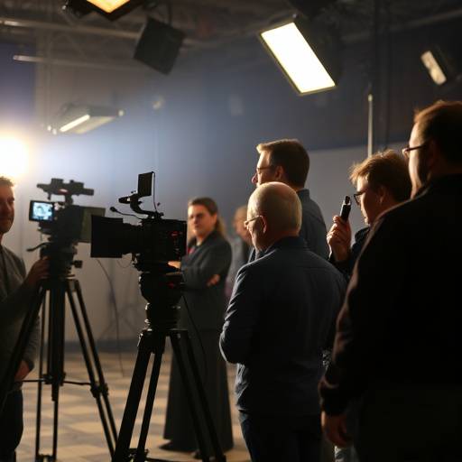 Film set with director and crew