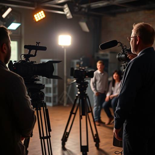 Film set with director and crew