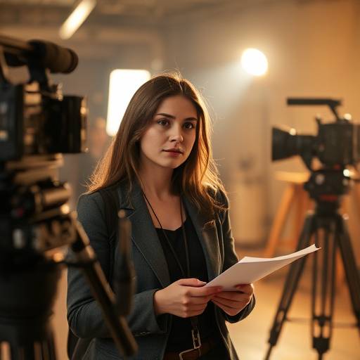 Isabella Rossi working as a script supervisor on a film set